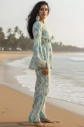Women Printed Empire Top with Palazzos