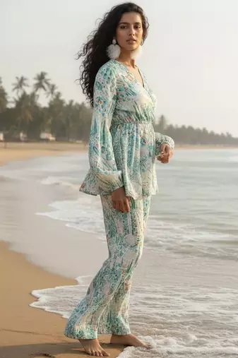 Women Printed Empire Top with Palazzos