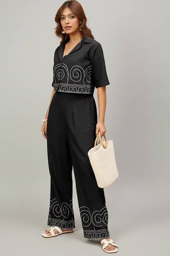 Women Embroidered Regular Thread Work Top with Trousers