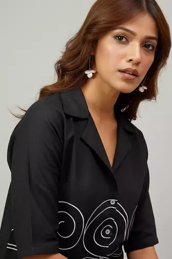 Women Embroidered Regular Thread Work Top with Trousers