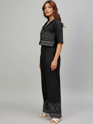 Women Embroidered Regular Thread Work Top with Trousers 3
