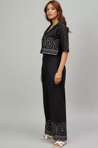 Women Embroidered Regular Thread Work Top with Trousers