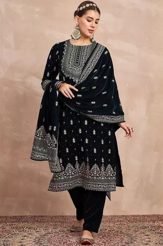 Women Ethnic Motifs Embroidered Kurta with Trousers & Dupatta