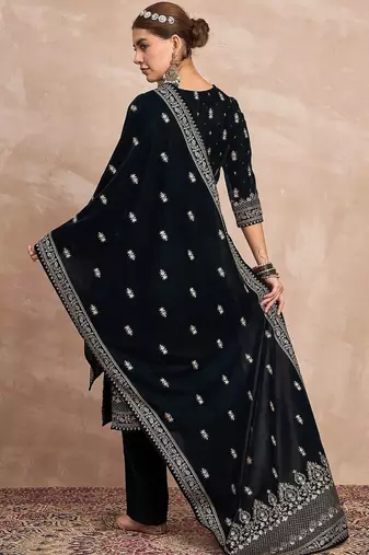 Women Ethnic Motifs Embroidered Kurta with Trousers & Dupatta
