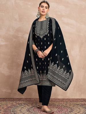 Women Ethnic Motifs Embroidered Kurta with Trousers & Dupatta 6