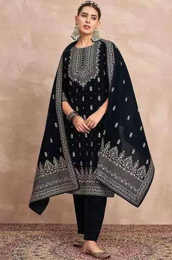 Women Ethnic Motifs Embroidered Kurta with Trousers & Dupatta