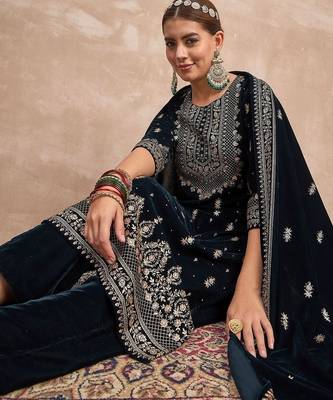Women Ethnic Motifs Embroidered Kurta with Trousers & Dupatta 7