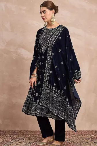 Women Ethnic Motifs Embroidered A-Line Kurta with Trousers & Dupatta