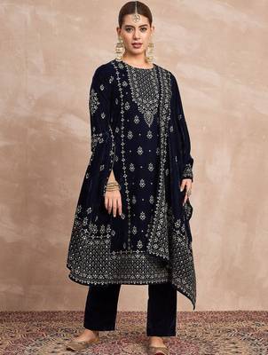 Women Ethnic Motifs Embroidered A-Line Kurta with Trousers & Dupatta 3