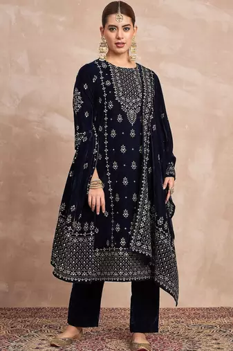 Women Ethnic Motifs Embroidered A-Line Kurta with Trousers & Dupatta