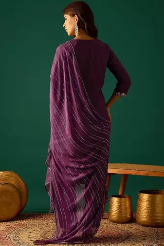 Women Ethnic Motifs Embroidered Kurta With Trousers & Dupatta Kurta Sets