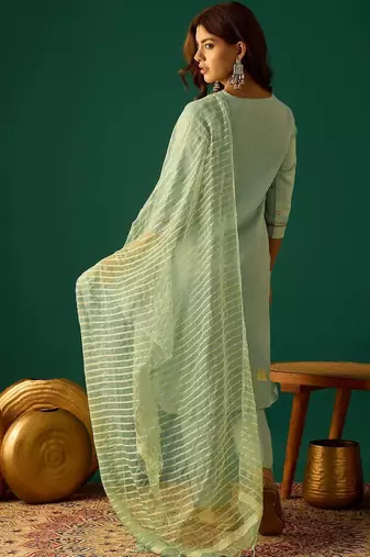 Women Ethnic Motifs Embroidered Regular Kurta with Trousers & Dupatta