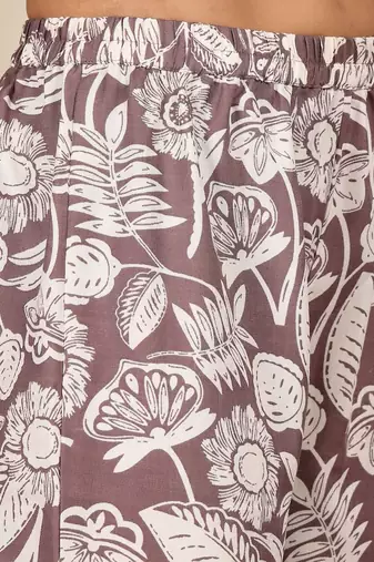 Floral Printed V-Neck Straight Kurta With Trouser