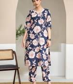 Floral Printed V-Neck Pure Cotton Straight Kurta With Trouser