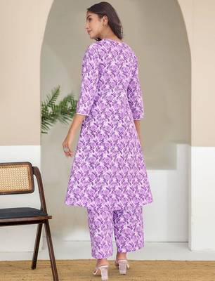 Floral Printed V-Neck Pure Cotton Straight Kurta With Trouser 5