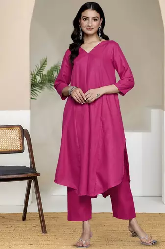 V-Neck A-Line Kurta With Trouser