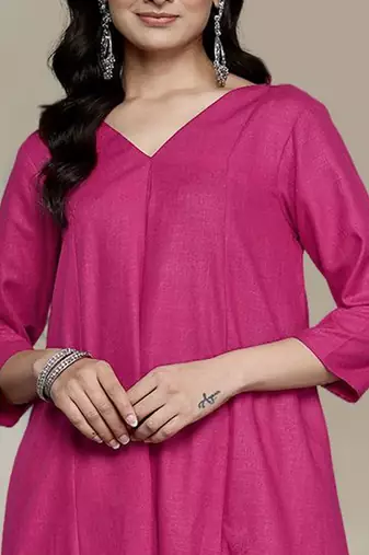 V-Neck A-Line Kurta With Trouser