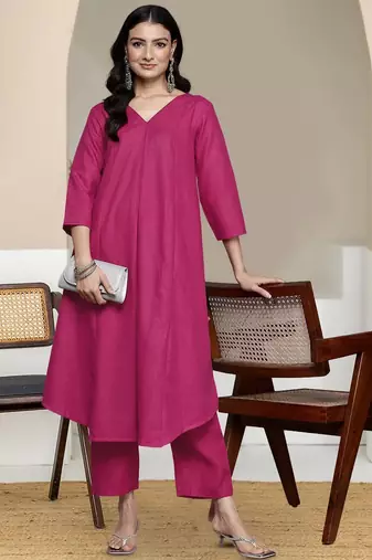 V-Neck A-Line Kurta With Trouser