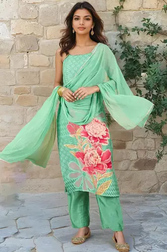 Women Floral Embroidered Kurta with Trousers & Dupatta