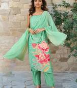 Women Floral Embroidered Kurta with Trousers & Dupatta