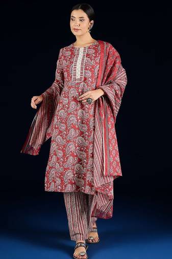 Women Paisley Printed Regular Kurta with Trousers & Dupatta