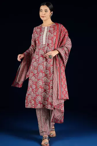 Women Paisley Printed Regular Kurta with Trousers & Dupatta