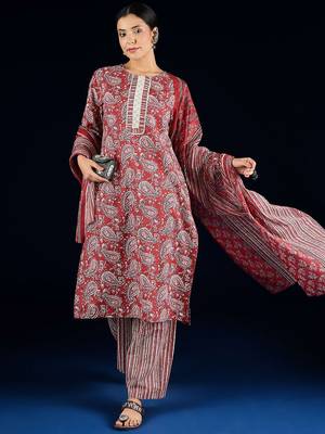 Women Paisley Printed Regular Kurta with Trousers & Dupatta 5