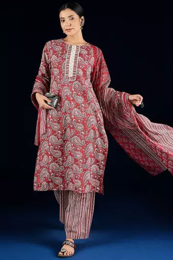 Women Paisley Printed Regular Kurta with Trousers & Dupatta