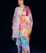 Women Floral Embroidered Cotton Kurta with Pyjamas & Dupatta