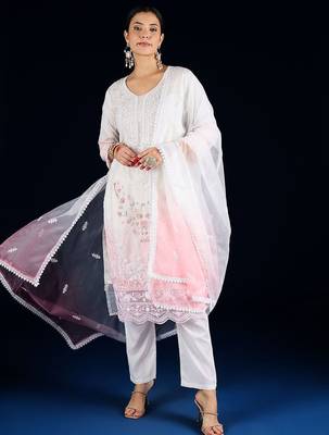 Women Ethnic Motifs Embroidered Sequinned Kurta with Trousers & Dupatta 1