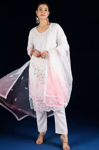 Women Ethnic Motifs Embroidered Sequinned Kurta with Trousers & Dupatta