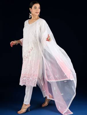 Women Ethnic Motifs Embroidered Sequinned Kurta with Trousers & Dupatta 5