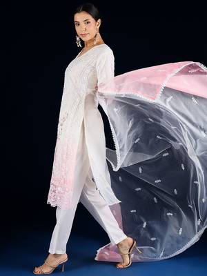 Women Ethnic Motifs Embroidered Sequinned Kurta with Trousers & Dupatta 7