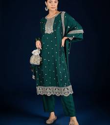 Floral Embroidered Zari Straight Kurta With Trousers & Dupatta