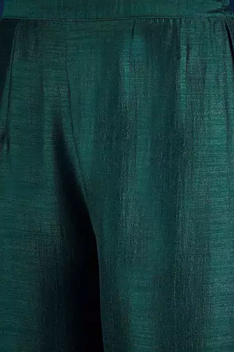 Floral Embroidered Zari Straight Kurta With Trousers & Dupatta