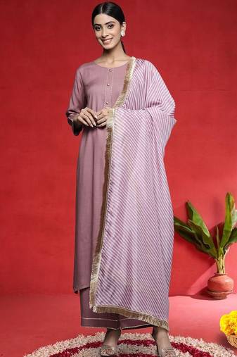 Women Regular Kurta with Trousers & Dupatta