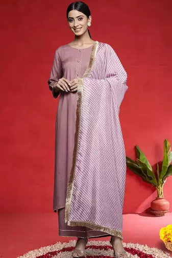 Women Regular Kurta with Trousers & Dupatta