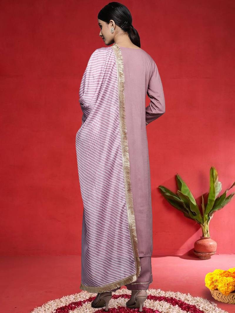 Women Regular Kurta with Trousers & Dupatta