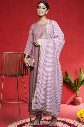 Women Regular Kurta with Trousers & Dupatta