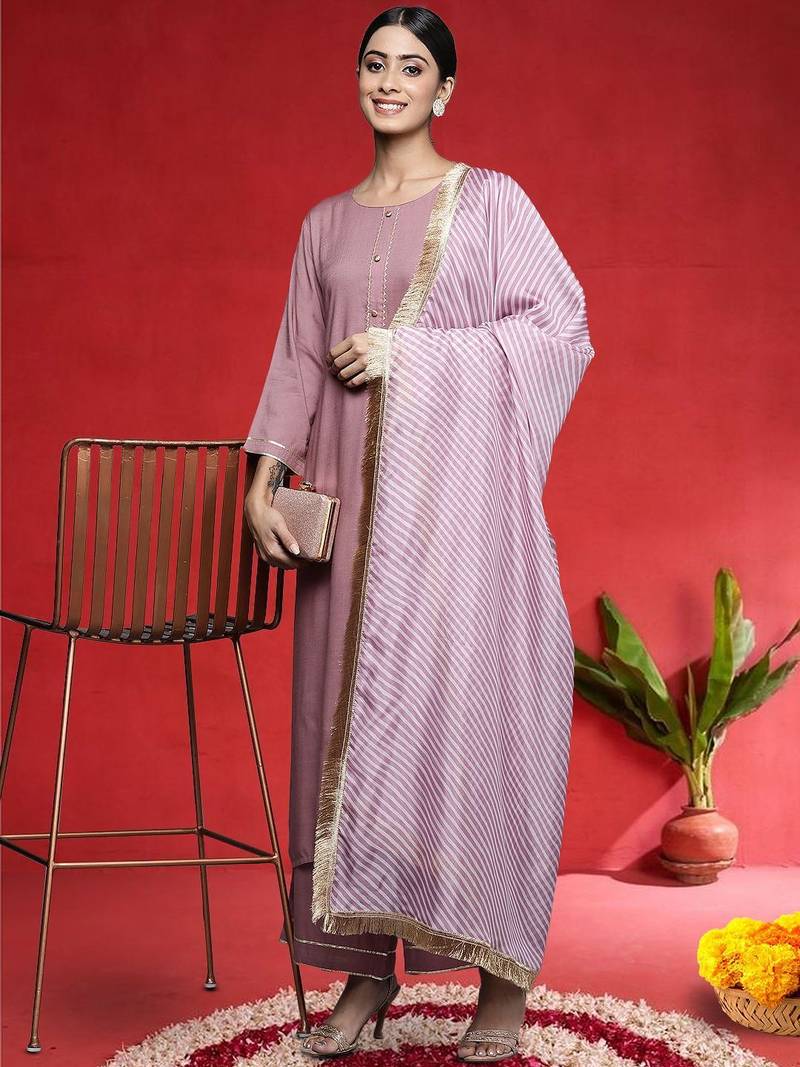 Women Regular Kurta with Trousers & Dupatta