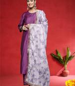 Women Yoke Design Regular Kurta with Trousers & With Dupatta