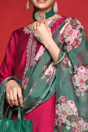 Women Ethnic Motifs Embroidered Regular Kurta with Trousers & Dupatta