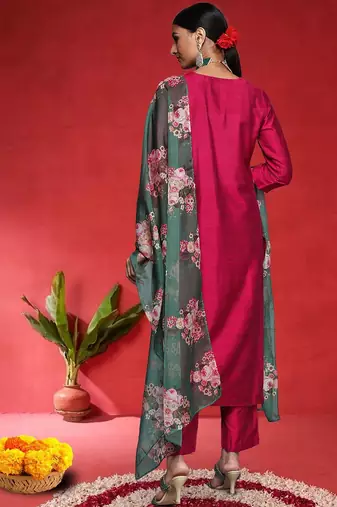 Women Ethnic Motifs Embroidered Regular Kurta with Trousers & Dupatta
