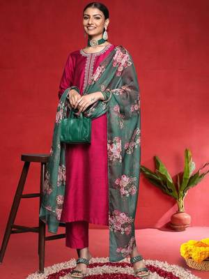 Women Ethnic Motifs Embroidered Regular Kurta with Trousers & Dupatta 6