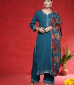 Women Regular Kurta with Trousers & Dupatta