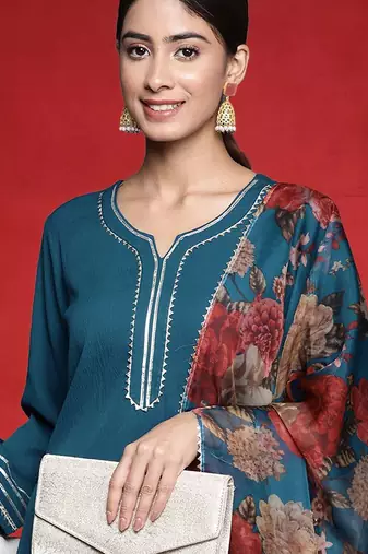 Women Regular Kurta with Trousers & Dupatta