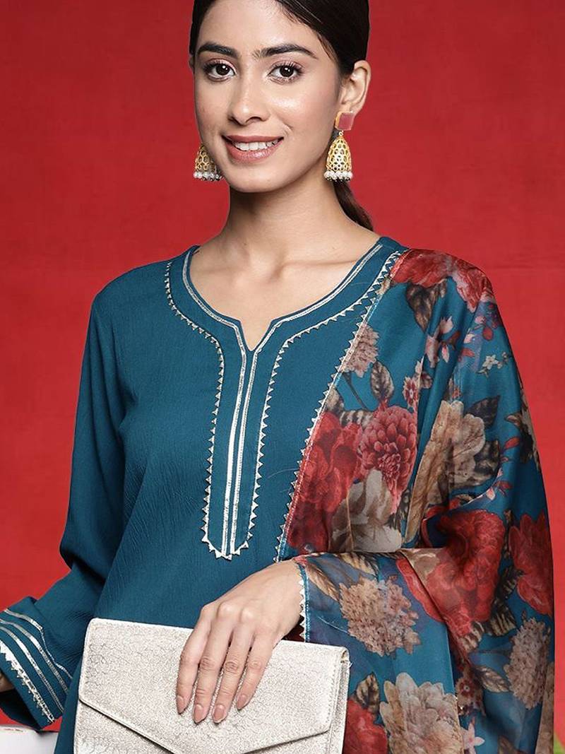 Women Regular Kurta with Trousers & Dupatta