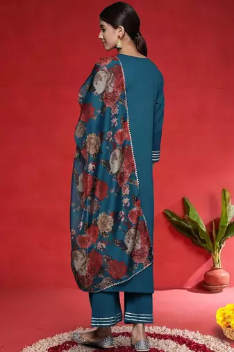Women Regular Kurta with Trousers & Dupatta