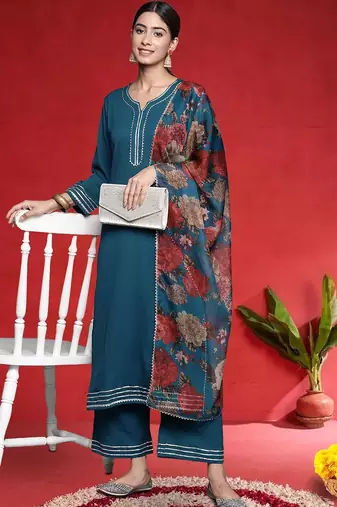 Women Regular Kurta with Trousers & Dupatta