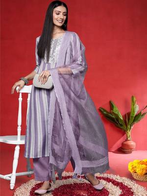 Women Embroidered Regular Kurta with Trousers & Dupatta 6